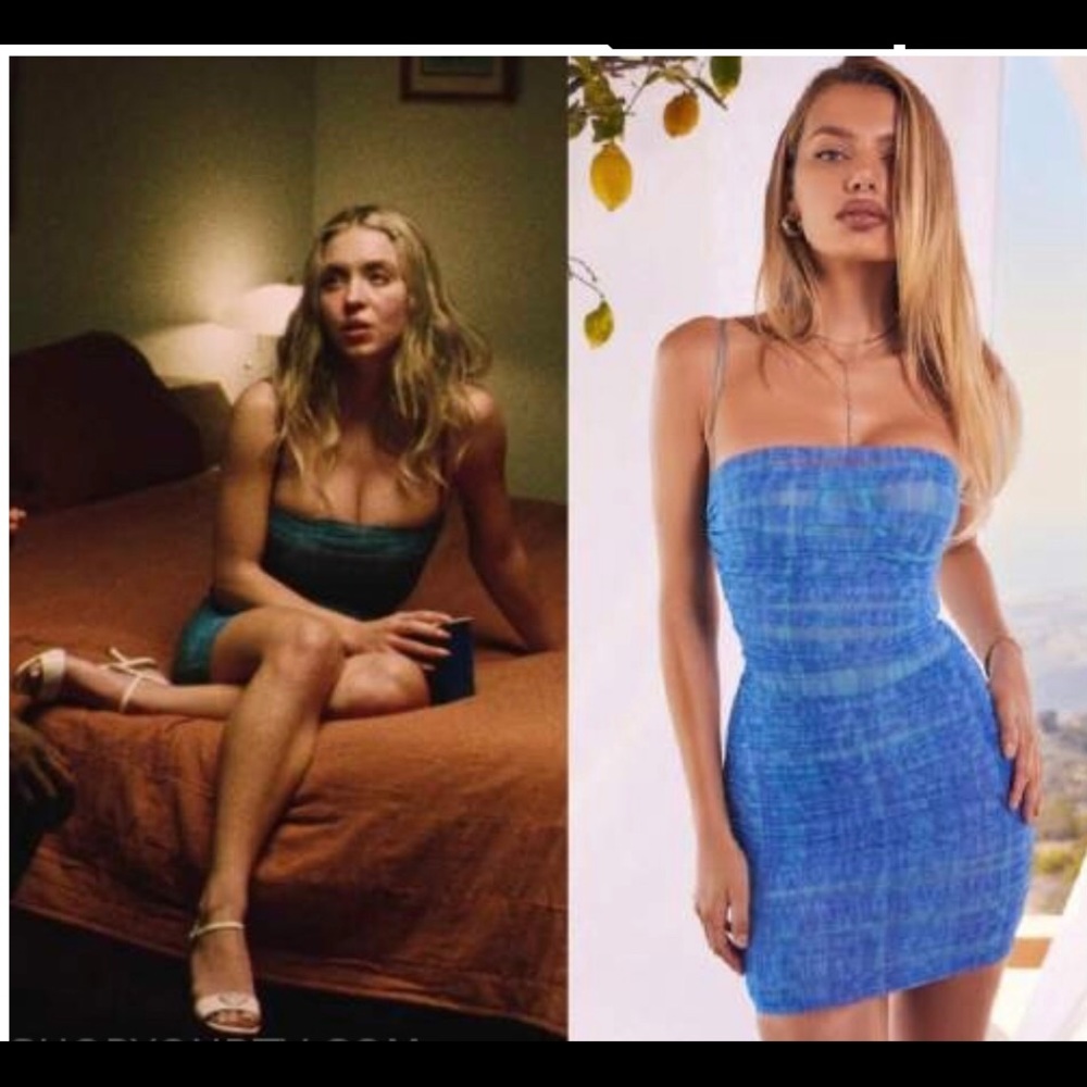 Blue mesh House of CB dress